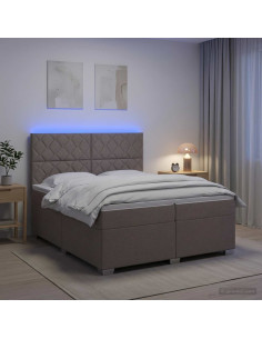 Letto box spring con materasso Tortora 200 x 200 cm Tessuto