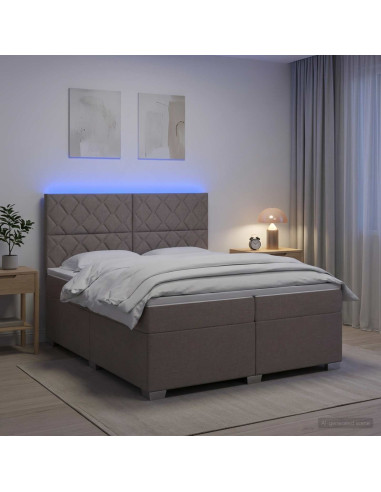 Letto box spring con materasso Tortora 200 x 200 cm Tessuto
