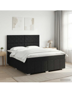 Letto box spring con materasso Nero 140 x 200 cm Tessuto