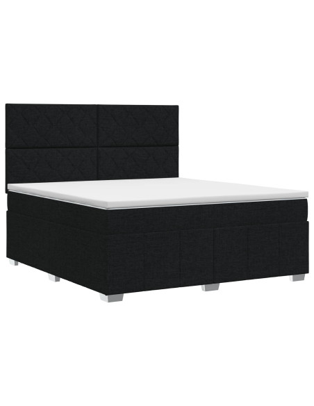 Letto box spring con materasso Nero 140 x 200 cm Tessuto