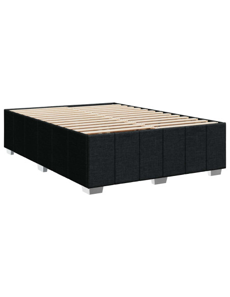 Letto box spring con materasso Nero 140 x 200 cm Tessuto