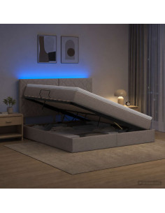 Letto con contenitore LED e materasso Tortora 160 x 200 cm