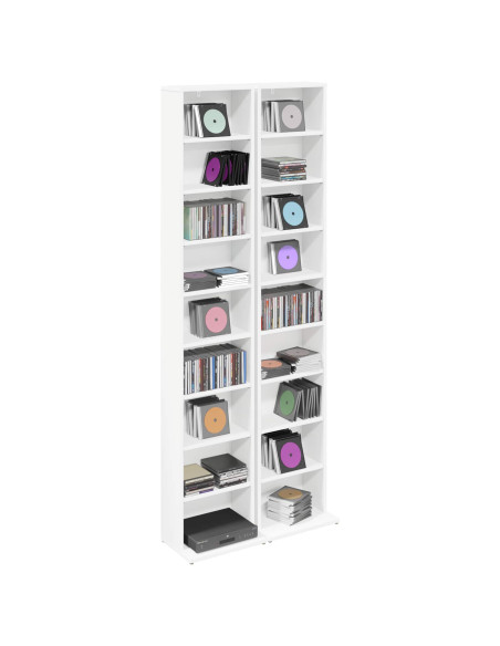 Mobile per CD 2 pz Bianco 33 x 23,5 x 175 cm