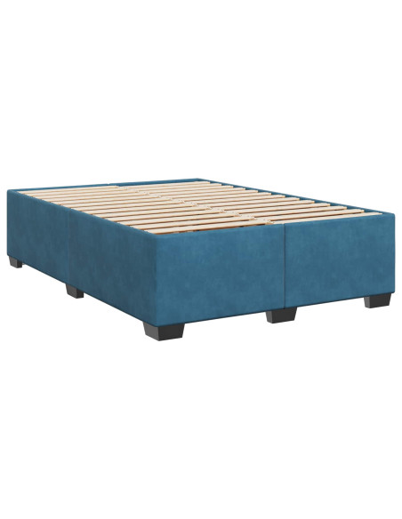 Letto box spring con materasso Blu 140 x 190 cm Velluto