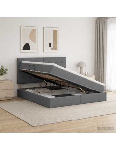 Letto con contenitore e materasso Grigio Scuro 180 x 200 cm