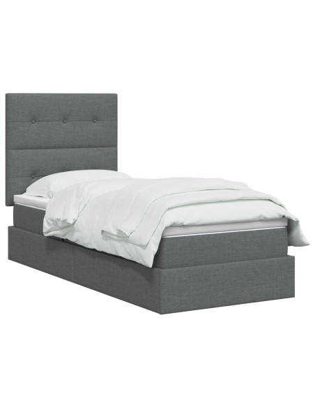 Letto con contenitore e materasso Grigio Scuro 90 x 200 cm