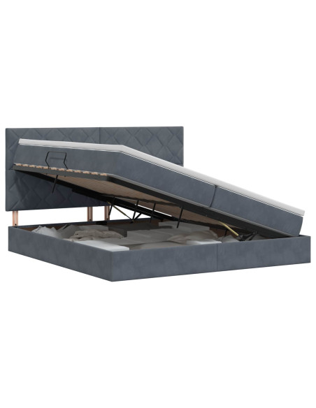 Letto con contenitore e materasso Grigio Scuro 200 x 200 cm