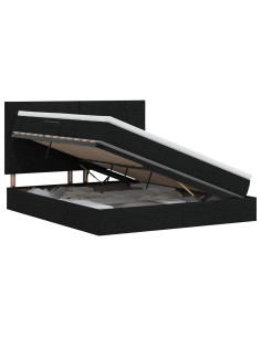 Letto con contenitore e materasso Nero 140 x 190 cm Tessuto 2