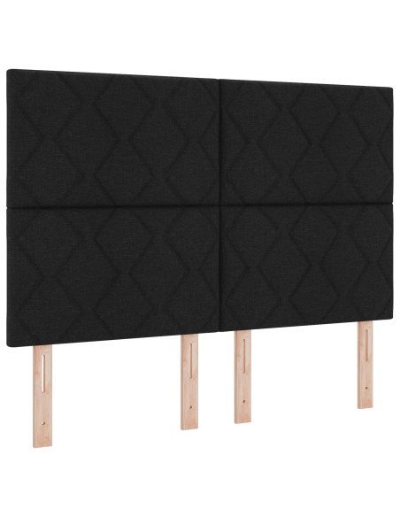 Letto con contenitore e materasso Nero 140 x 190 cm Tessuto