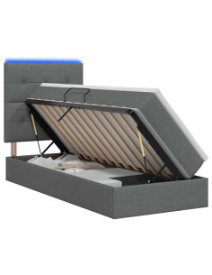 Letto con contenitore LED e materasso Grigio Scuro 90 x 200 cm 2