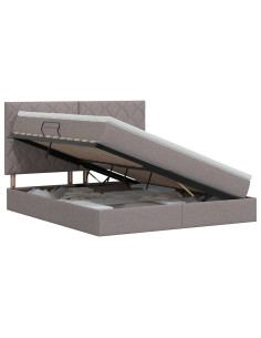 Letto con contenitore e materasso Tortora 140 x 200 cm Tessuto 2
