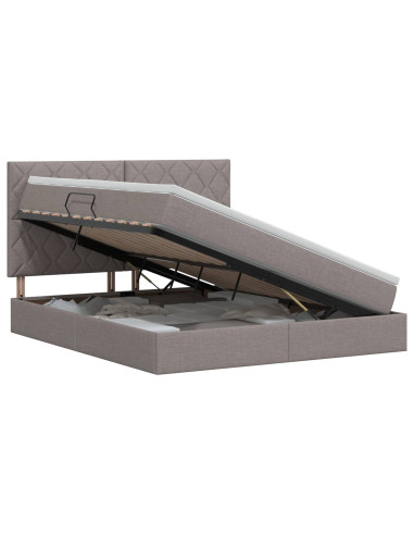 Letto con contenitore e materasso Tortora 160 x 200 cm Tessuto