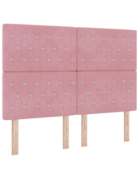 Letto con contenitore e materasso Rosa 140 x 200 cm Velluto