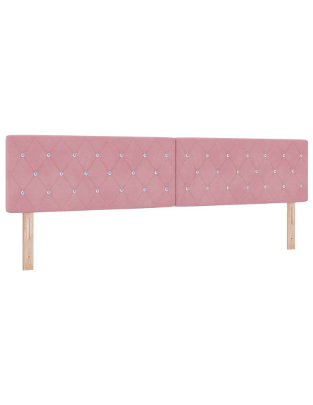 Letto Ottomano con Materasso e LED Rosa 200 x 200 cm Velluto