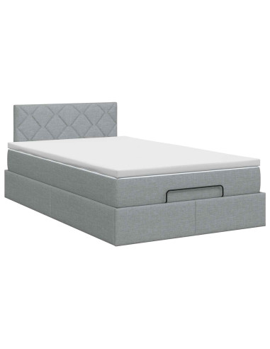 Letto ottomano con materasso Grigio Chiaro 120 x 190 cm Tessuto
