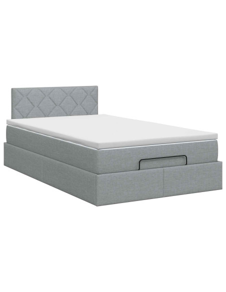 Letto ottomano con materasso Grigio Chiaro 120 x 190 cm Tessuto