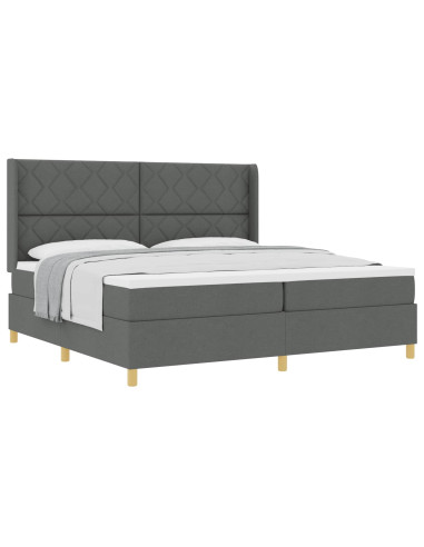 Letto a molle con testiera Grigio scuro 200 x 200 cm Tessuto