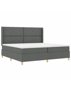 Letto a molle con testiera Grigio scuro 200 x 200 cm Tessuto 2