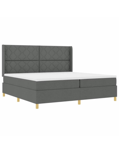 Letto a molle con testiera Grigio scuro 200 x 200 cm Tessuto