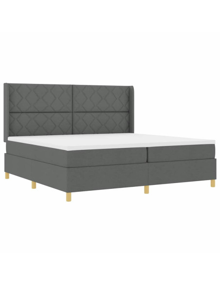 Letto a molle con testiera Grigio scuro 200 x 200 cm Tessuto