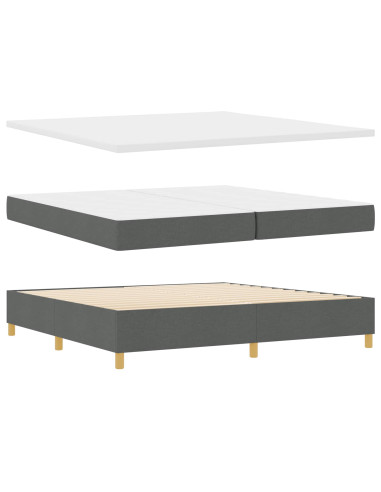 Letto a molle con testiera Grigio scuro 200 x 200 cm Tessuto