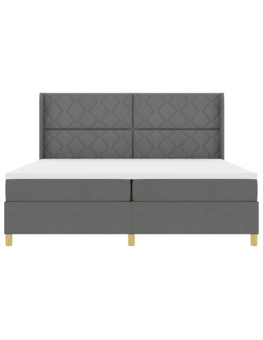 Letto a molle con testiera Grigio scuro 200 x 200 cm Tessuto