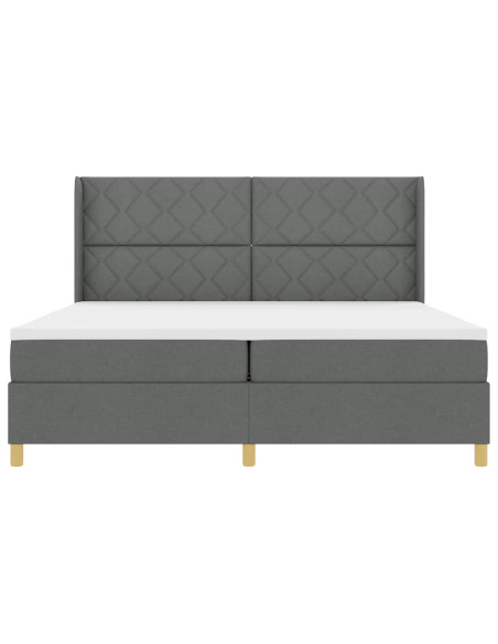 Letto a molle con testiera Grigio scuro 200 x 200 cm Tessuto
