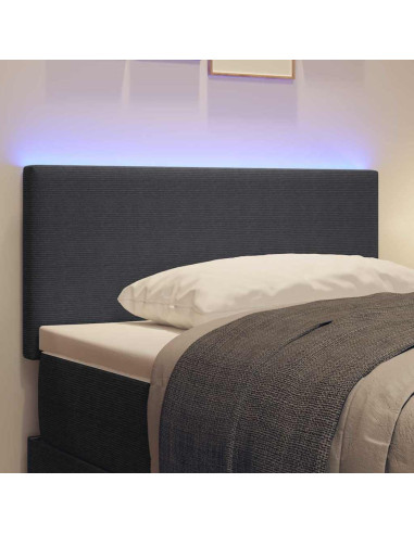 Testiera LED con testiera Grigio scuro 100 cm Tessuto in Cords