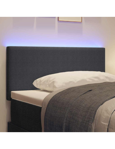 Testiera LED con testiera Grigio scuro 100 cm Tessuto in Cords