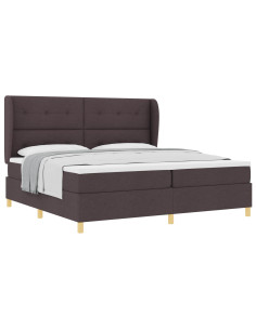 Letto a molle con testiera Marrone Scuro 200 x 200 cm Tessuto 2