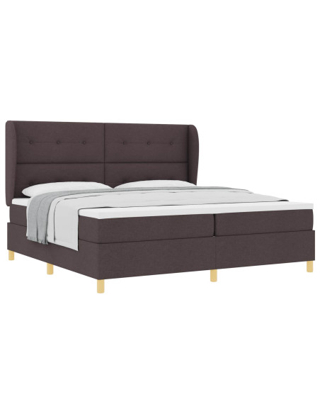 Letto a molle con testiera Marrone Scuro 200 x 200 cm Tessuto