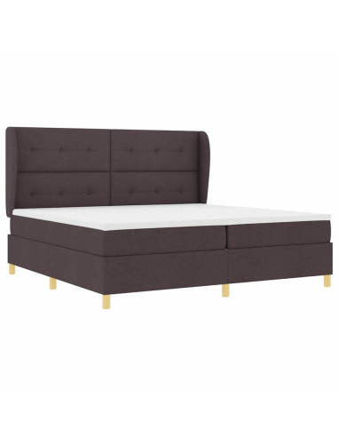 Letto a molle con testiera Marrone Scuro 200 x 200 cm Tessuto