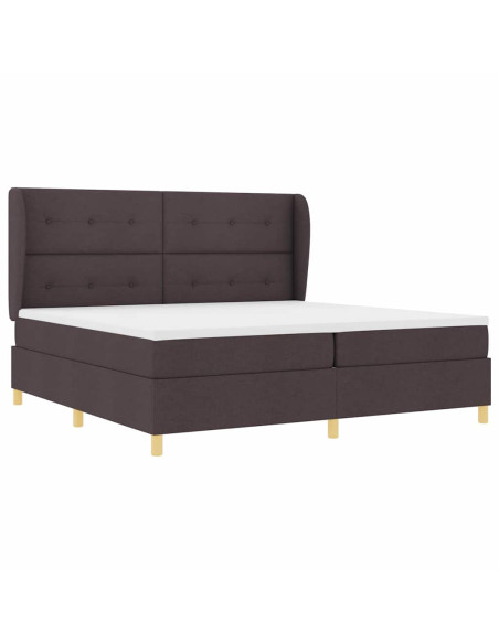 Letto a molle con testiera Marrone Scuro 200 x 200 cm Tessuto