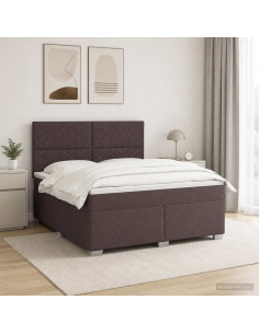 Letto box spring con materasso Marrone Scuro 140 x 200 cm