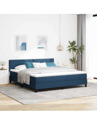 Letto a molle con strisce LED Blu 180 x 200 cm Tessuto