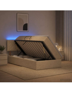 Letto con contenitore LED e materasso Crema 100 x 200 cm