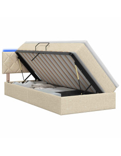 Letto con contenitore LED e materasso Crema 100 x 200 cm 2