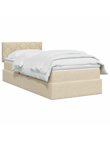 Letto con contenitore LED e materasso Crema 100 x 200 cm