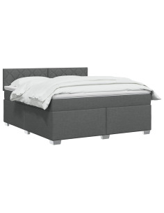 Letto con Box Spring, Materasso e LED Grigio Scuro 160 x 200 cm 2