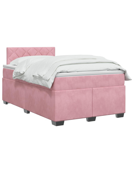 Letto box spring con materasso Rosa 120 x 200 cm Velluto