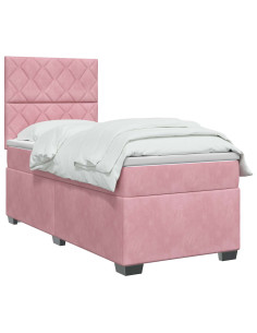 Letto box spring con materasso Rosa 80 x 200 cm Velluto 2