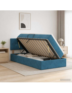 Letto con Contenitore Blu Scuro 100 x 200 cm Velluto