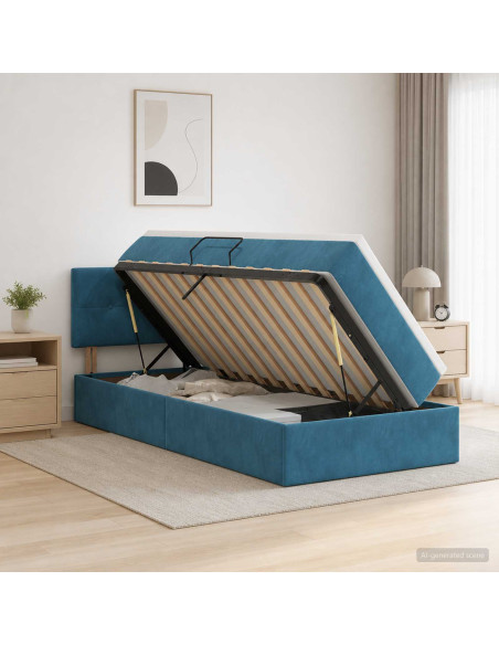 Letto con Contenitore Blu Scuro 100 x 200 cm Velluto