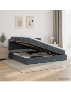 Letto con Contenitore Grigio Scuro 200 x 200 cm Velluto