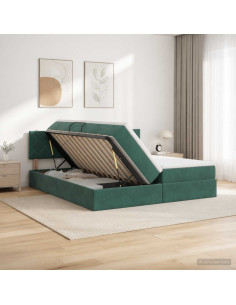 Letto con Contenitore con testiera 2 pz Verde Scuro