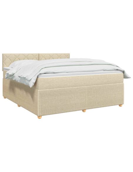 Letto box spring con materasso Crema 160 x 200 cm Tessuto