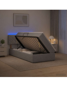 Letto con contenitore LED e materasso Grigio Chiaro