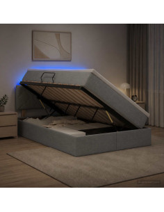 Letto con contenitore LED e materasso Grigio Chiaro