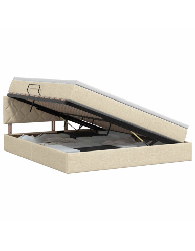 Letto con contenitore e materasso Crema 160 x 200 cm Velluto