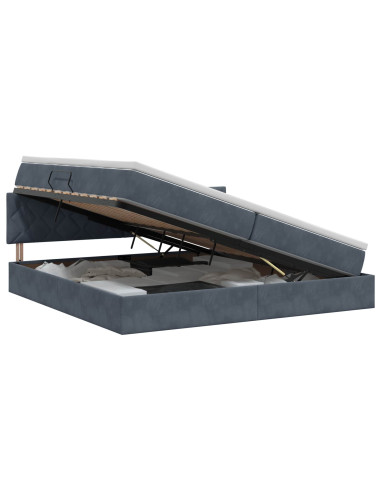 Letto con Contenitore Grigio Scuro 200 x 200 cm Velluto